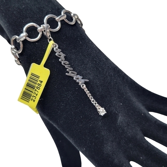 NWT .925 Sterling Silver "Strength" Dangle Bracelet Charm (Charm Only) - Picture 1 of 3